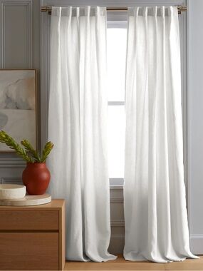 NWT QUINCE Set Of 2 48x96 European Linen Curtains White 6244